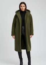 Women’s Long Teddy Coat Hooded Faux Fur Winter Coat