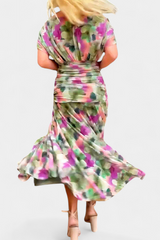 Elegant Off-Shoulder Floral Midi Dress - Lightweight Flowy Summer Party Dress