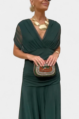 Elegant Off-Shoulder Floral Midi Dress - Lightweight Flowy Summer Party Dress
