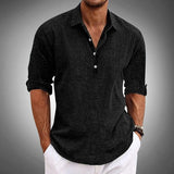 Classic Elegant and breathable linen polo shirt with short sleeves