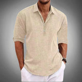 Classic Elegant and breathable linen polo shirt with short sleeves