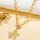 Wisteria Flower Pendant Necklace with Textured Floral Statement Charm