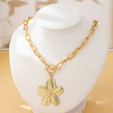 Wisteria Flower Pendant Necklace with Textured Floral Statement Charm