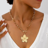 Wisteria Flower Pendant Necklace with Textured Floral Statement Charm