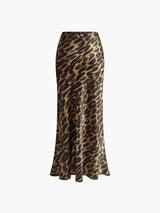 Women's fitted leopard print maxi skirt