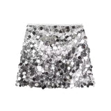 Women's short sequined skirt with fitted cut