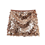 Women's short sequined skirt with fitted cut