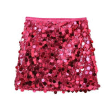 Women's short sequined skirt with fitted cut