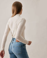 Women's Cashmere Turtleneck Sweater with Lace Details