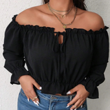Sleek Black Off-Shoulder Top with Flattering Fit