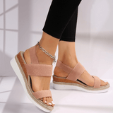 Women's orthopedic platform sandals with elastic straps and ergonomic insole