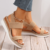 Women's orthopedic platform sandals with elastic straps and ergonomic insole
