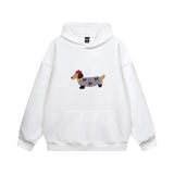 Unisex Oversize Hoodie with Dachshund Embroidery and Kangaroo Pocket