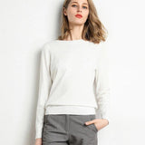 Cashmere sweater with classic neckline for the autumn season