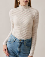 Women's Cashmere Turtleneck Sweater with Lace Details