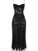 Women's long dress with floral embroidery and thin straps