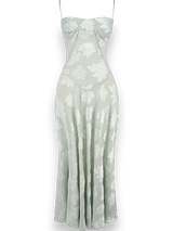 Women's long dress with floral embroidery and thin straps