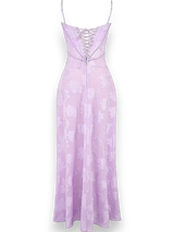 Women's long dress with floral embroidery and thin straps