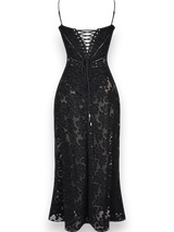 Women's long dress with floral embroidery and thin straps