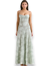 Women's long dress with floral embroidery and thin straps