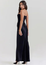 Women's Long Strapless Satin Evening Dress