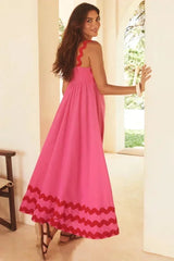 Women's Long Sleeveless ress With Wavy Hem