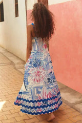 Women's Long Sleeveless ress With Wavy Hem