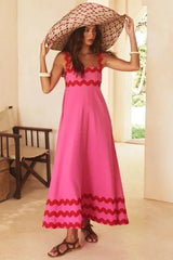 Women's Long Sleeveless ress With Wavy Hem