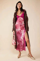 Women's floral sheer lace wrap maxi dress
