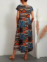 Women's midi dress in floral print cotton with pockets