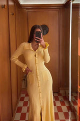 Elegant midi dress with buttons and long sleeves