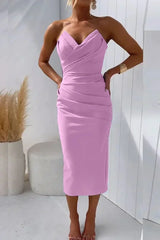 Strapless midi dress with sweetheart neckline for evening