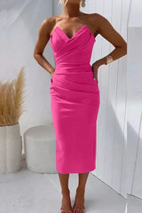 Strapless midi dress with sweetheart neckline for evening