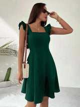 Women's Short Flared Dress with Summery Flutter Sleeves