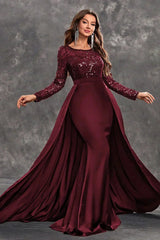 Long evening dress with sequins and a flowing skirt