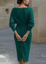 Women's Draped Batwing Midi Dress with Cowl Neckline