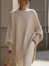 Women's Oversized Tunic Sweater with Dolman Sleeves