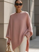 Women's Oversized Tunic Sweater with Dolman Sleeves