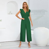 Women's Pleated Wide-Leg Jumpsuit | Flowing Cut