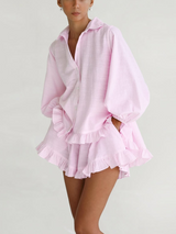 Women's Two-Piece Summer Set with Ruffles, Top and Shorts