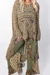 Women’s Crochet Pullover with Relaxed Boho Knit Texture