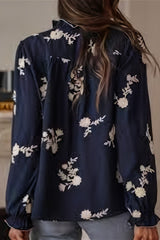 Women's Floral Print Blouse with Wide Sleeves