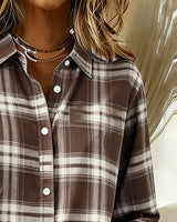 Women's Plaid Shirt with Lapel Collar | Elegant & Comfortable