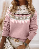 Elegant Printed long-sleeved sweater for women