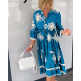 Autumn dress with floral print and elegant fit