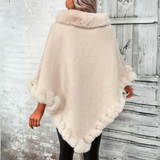 Women's Knitted Cape | Faux Fur Trim