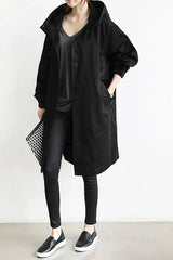 Women's waterproof raincoat with hood - Long and warm
