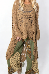 Women’s Crochet Pullover with Relaxed Boho Knit Texture