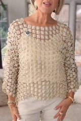 Women's Chiffon Blouse with Faux Pearl Beaded Detail