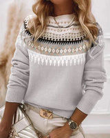 Elegant Printed long-sleeved sweater for women